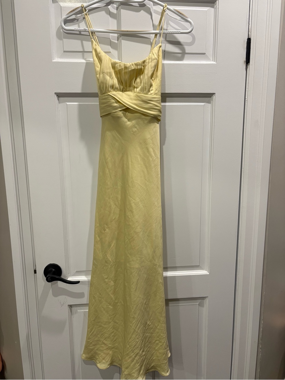 Butter Yellow Satin Maxi Dress
